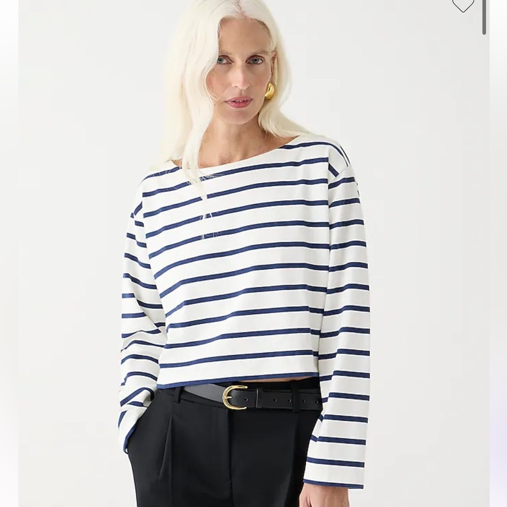 J. Crew Blue and White Striped Long Sleeve Tee - Picture 3 of 7